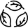 Recycling symbol with three leaves