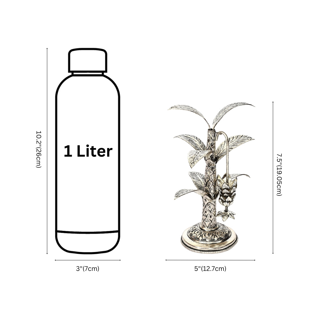 Handcrafted  German Silver Banana Tree Sculpture – Elegant Indian Art Decor for Home & Pooja