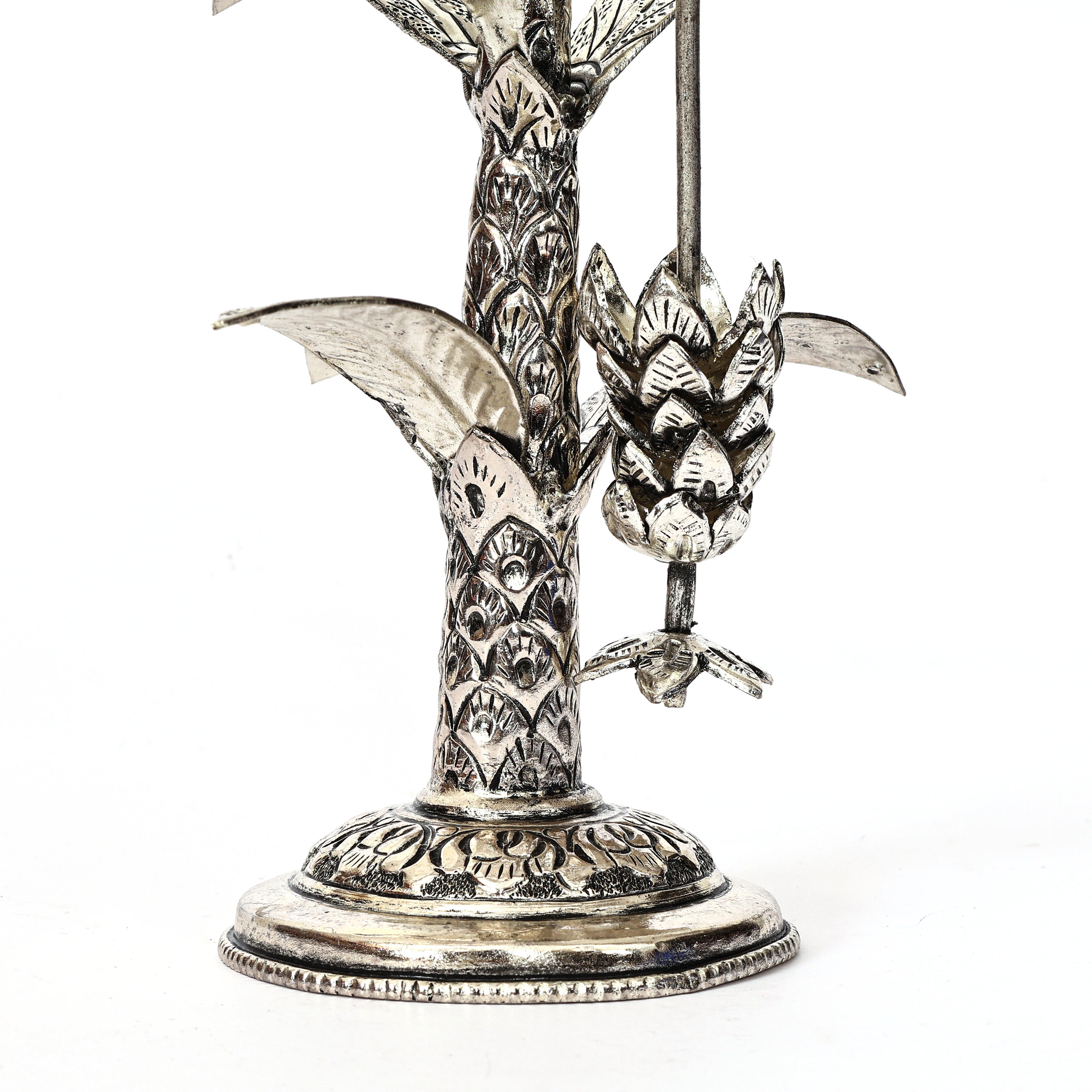 js Silver Banana Tree Sculpture – Elegant Indian Art Decor for Home & Pooja