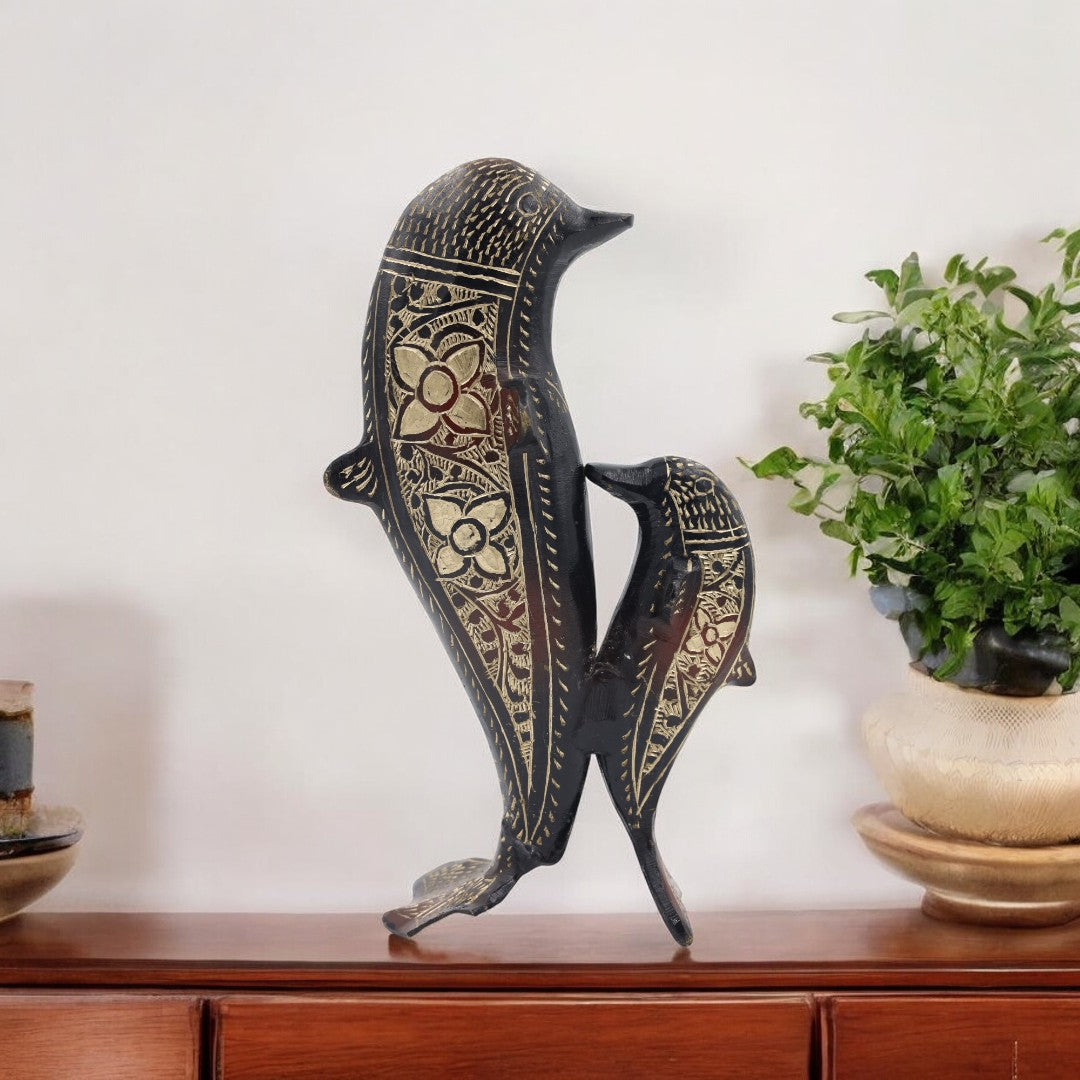 Stunning Brass Dolphin Pair - Luxury Home & Office Decor Decorative Showpiece